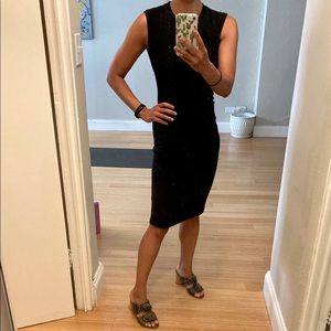 Sleek Black Thick Stretch Sleeveless BodyCon Dress